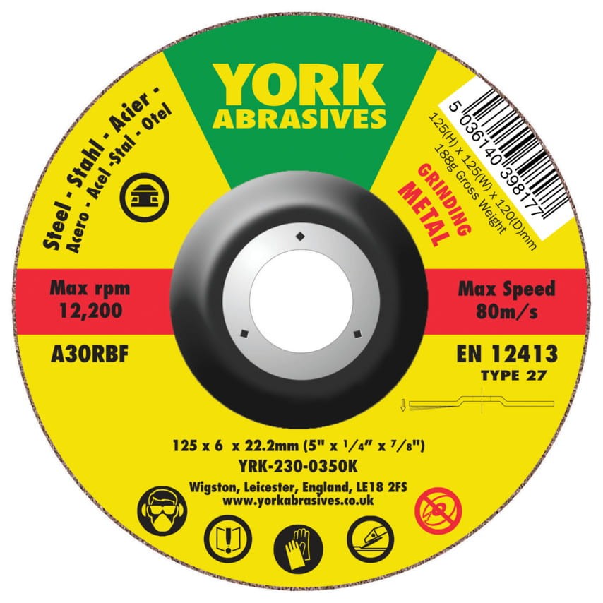 Tarcza do szlifowania 125x6x22.23 A30RBF DPC T27 York Abrasives YRK2300350K