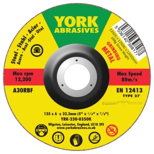 Tarcza do szlifowania 125x6x22.23 A30RBF DPC T27 York Abrasives YRK2300350K MTM PRO22