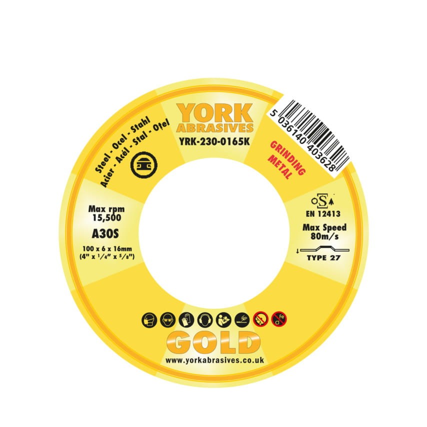 Tarcza do szlifowania 100x6x16mm A30S DPC York Abrasives YRK2300165K