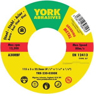Tarcza do szlifowania 115x5x22.23 A30RBF DPC T27 York Abrasives YRK2300300K