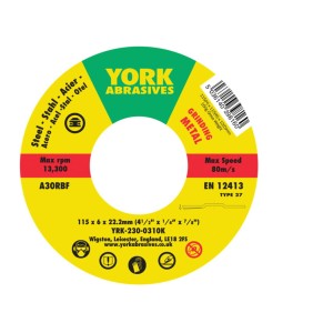 Tarcza do szlifowania 115x6x22.23 A30RBF DPC T27 York Abrasives YRK2300310K