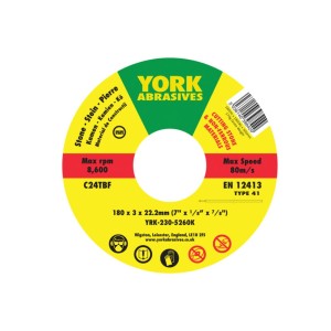 Tarcza do cięcia 180x3x22.23 C24TBF T41 York Abrasives YRK2305260K