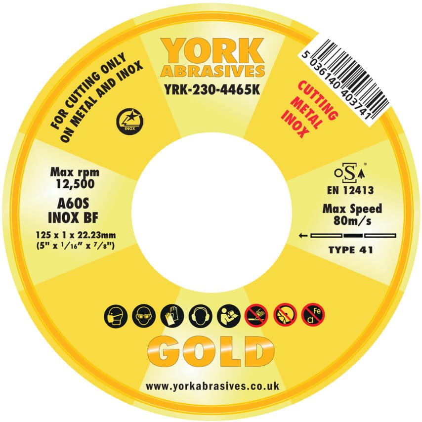 Tarcza do cięcia 125x1x22.23mm A60S INOX BF York Abrasives YRK2304465K