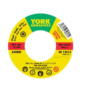 Tarcza do szlifowania 100x5x16 A30RBF DPC T27 York Abrasives YRK2300250K
