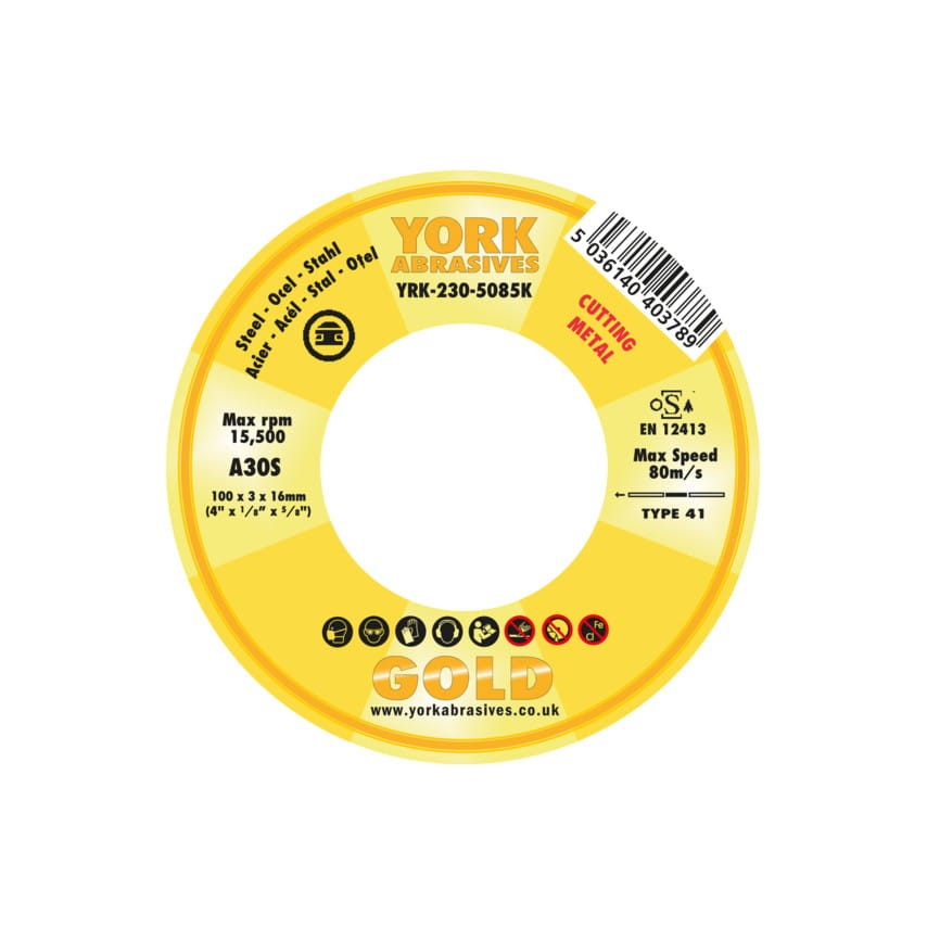 Tarcza do cięcia 100x3x16mm A30S York Abrasives YRK2305085K