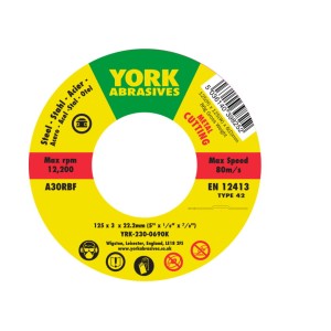 Tarcza do cięcia 125x3x22.23 A30RBF T42 York Abrasives YRK2300690K