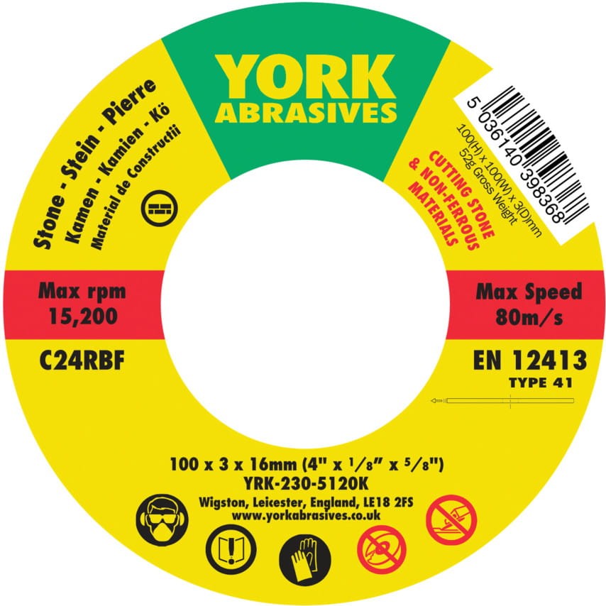 Tarcza do cięcia 100x3x16 C24RBF T41 York Abrasives YRK2305120K