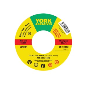 Tarcza do cięcia 115x3x22.23 C24RBF T41 York Abrasives YRK2305160K