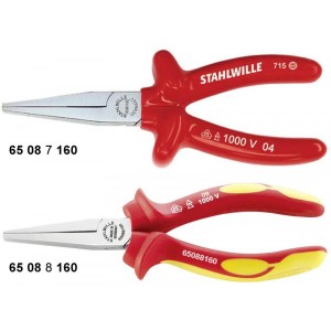 Szczypce płaskie długie VDE1000V L-160mm chrom./izolow. Stahlwille 65087160