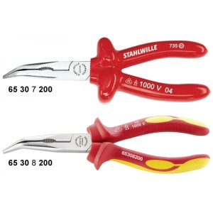 Szczypce półokrągłe odgięte 45 stopni izolowane VDE1000V L-160mm z obcinakiem (radio/tel.); chromowane Stahlwille 65308160