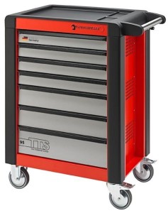 Wózek narzędziowy warsztatowy TTS 7-Szufl.czerwony z nakładkami 1021x823x 497mm możliwość wysunięcia tylko jednej szuflady w tym samym czasie max obciążenie: 30kg na szufladę; 750 kg na Wózek Stahlwille 81200016