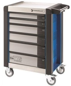 Wózek narzędziowy warsztatowy TTS 6-Szufl.niebieski z nakładkami 1021x823x 497mm możliwość wysunięcia tylko jednej szuflady w tym samym czasie max obciążenie: 30kg na szufladę; 750 kg na Wózek Stahlwille 81200057
