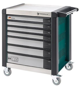 Wózek narzędziowy warsztatowy TTS 7-Szuflad czerwony z nakładkami 1000x1024x 652mm możliwość wysunięcia tylko jednej szuflady w tym samym czasie max obciążenie: 40kg na szufladę; 1400 kg na Wózek Stahlwille 81200105