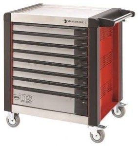 Wózek narzędziowy warsztatowy TTS 8-Szuflad czerwony z nakładkami 1000x1024x 652mm możliwość wysunięcia tylko jednej szuflady w tym samym czasie max obciążenie: 40kg na szufladę; 1400 kg na Wózek Stahlwille 81200110