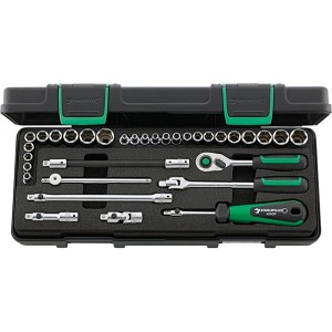 Zestaw narzędzi QR 1/4": 25 nasadek 6-kąt 3,2-14mm 3/16"-9/16"+Grzechotka+akcesoria 33-el.w walizce ABS Stahlwille 96010107