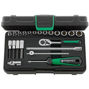 Zestaw narzędzi 1/4" grzechotka+nasadki 6-kąt 3,5-13mm+akcesoria 22-el. w walizce ABS Stahlwille 96011113