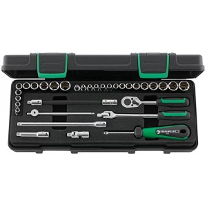 Zestaw narzędzi 1/4": 25 nasadek 6-kąt 3,2-14mm 3/16"-9/16"+Grzechotka+akcesoria 33-el.w walizce ABS Stahlwille 96011162