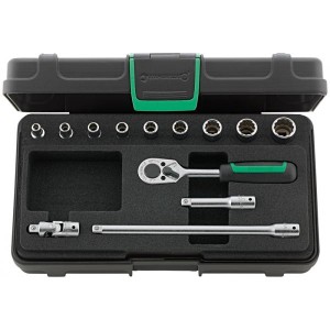 Zestaw narzędzi 1/4" grzechotka+nasadki 12-kąt 4-13mm+akcesoria 13-el.w metalowej walizce Stahlwille 96011304