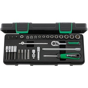 Zestaw narzędzi 1/4" (12 nasadek 12-kąt4-13mm 4x44+Grzechotka+akcesoria+bity) 30-el.w walizce ABS Stahlwille 96011305
