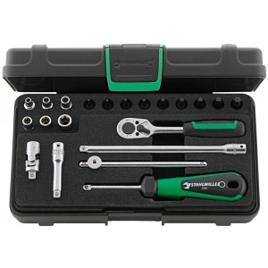 Zestaw narzędzi 1/4" Torx nasadki E4-E10 T8-T40+Grzechotka+akcesoria 21-el. w walizce ABS Stahlwille 96013701
