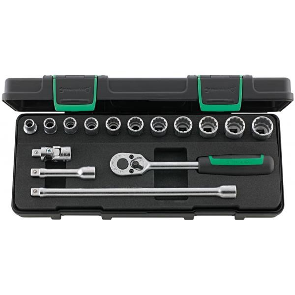 Zestaw narzędzi 3/8" 11nasadek 12-kąt 8-19mm grzechotka akcesoria 15-el. w walizce ABS Stahlwille 96021109