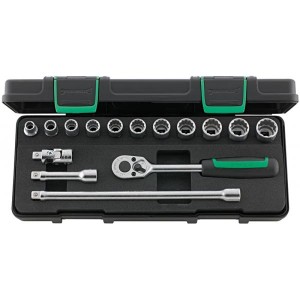 Zestaw narzędzi 3/8" 11nasadek 12-kąt 8-19mm grzechotka akcesoria 15-el. w walizce ABS Stahlwille 96021109