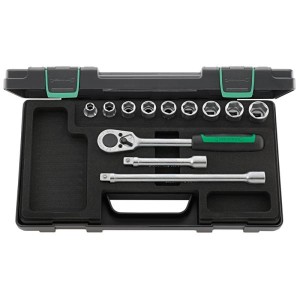 Zestaw narzędzi 1/2" 12-el.w walizce ABS 9 nasadek 6-kąt 10-24mm grzechotka przedłużka 130 255mm Stahlwille 96031343