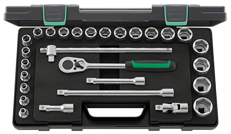 Zestaw narzędzi 1/2" 28-elementowy w walizce ABS (16 nasadek 6-kątnych 8-32mm z oprzyrząd.) Stahlwille 96031409