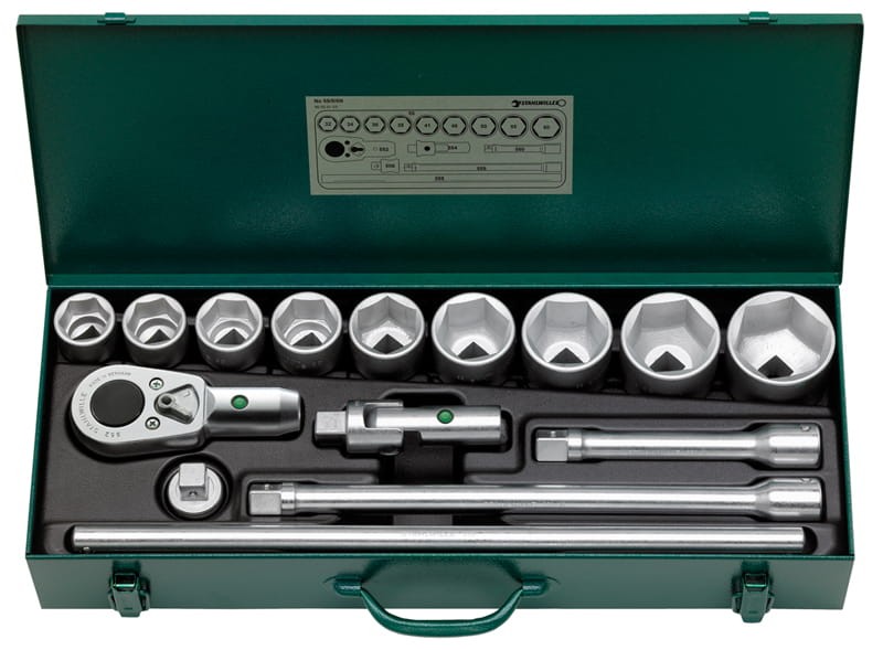 Zestaw narzędzi 3/4" 15-el.w metalowej walizce (9 nasadek 32-60mm+6 akcesoriów) Stahlwille 96050103