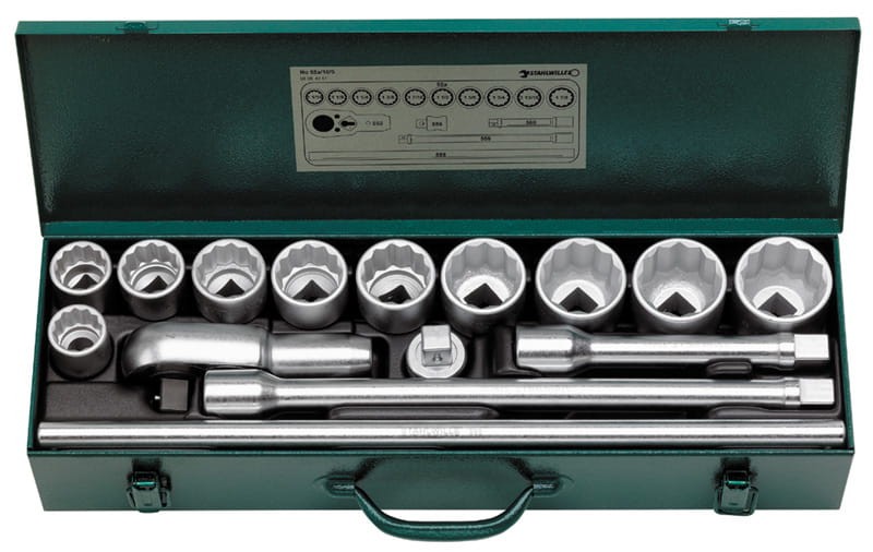 Zestaw narzędzi 3/4" calow.15-el.w metalowej walizce (10 nasadek 11/16"-17/8"+5 akcesoriów) Stahlwille 96054101