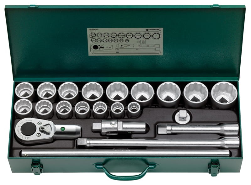 Zestaw narzędzi 3/4" calow.22-el.w metalowej walizce (16 nasadek 7/8"-2"+6 akcesoriów) Stahlwille 96054103