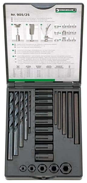 Zestaw do wykręcania urwanych śrub; 25-Częściowy w Skrzynce z tworzywa Stahlwille 96713025