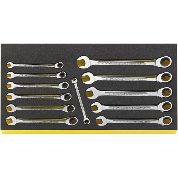 Zestaw TCS kluczy płasko-oczkowych z grzechotką 8-19mm do Skrzyni Nr 13217 12-el. Stahlwille 96830128