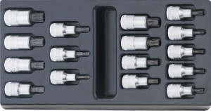 Zestaw ABS 1/3 nasadek wkręt. 1/2" Torx T20-T60 i XZN M5-M16 16-Częściowy Stahlwille 96838115