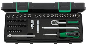 Zestaw narzędzi 1/4" Torx nasadki 6-kąt 5-13mm E4-E10 44K 3-8mm T8-T40 grzechotka+akcesoria 36-el. w walizce ABS Stahlwille 98819801