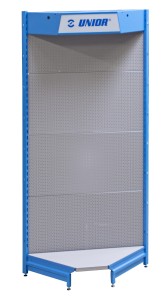 Narożna perforowana tablica ekspozycyjna z dzielonymi nogami Unior (626610) 995VDN