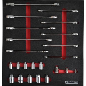23PCS RATCHET SPANNER &SOCKET SETWITH FOAM M1832 Kennedy KEN5950130K KEN-595-0130K