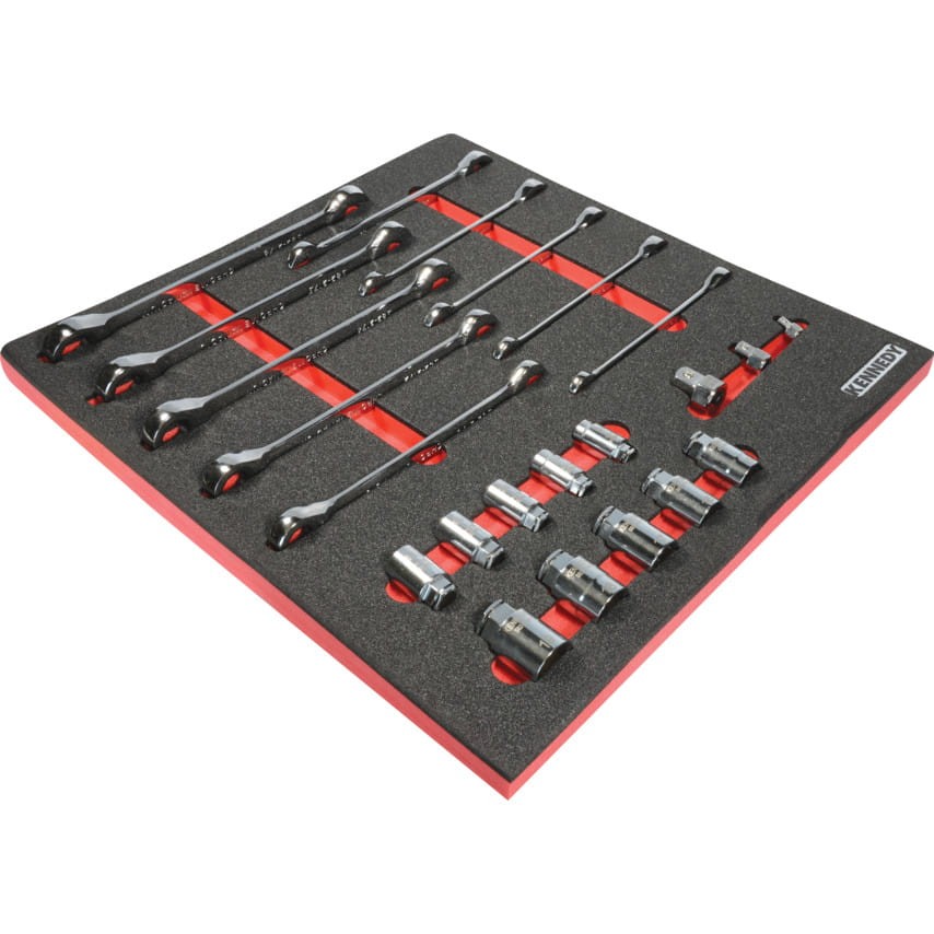 23PCS RATCHET SPANNER &amp;SOCKET SETWITH FOAM T0691 Kennedy KEN5950135K KEN-595-0135K