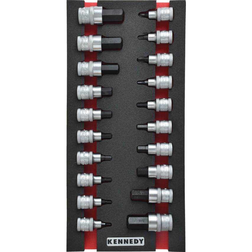 20PCS ENG HEX &amp; S/DRIVERBITSET1/2" SQ DR WITH FOAM M1832 Kennedy KEN5950210K KEN-595-0210K-1