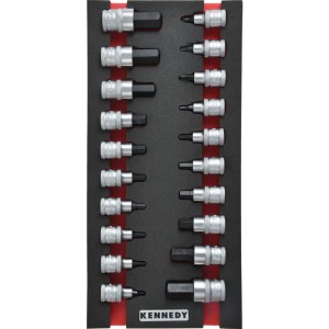 20PCS ENG HEX & S/DRIVERBITSET1/2" SQ DR WITH FOAM M1832 Kennedy KEN5950210K KEN-595-0210K PRO24-1