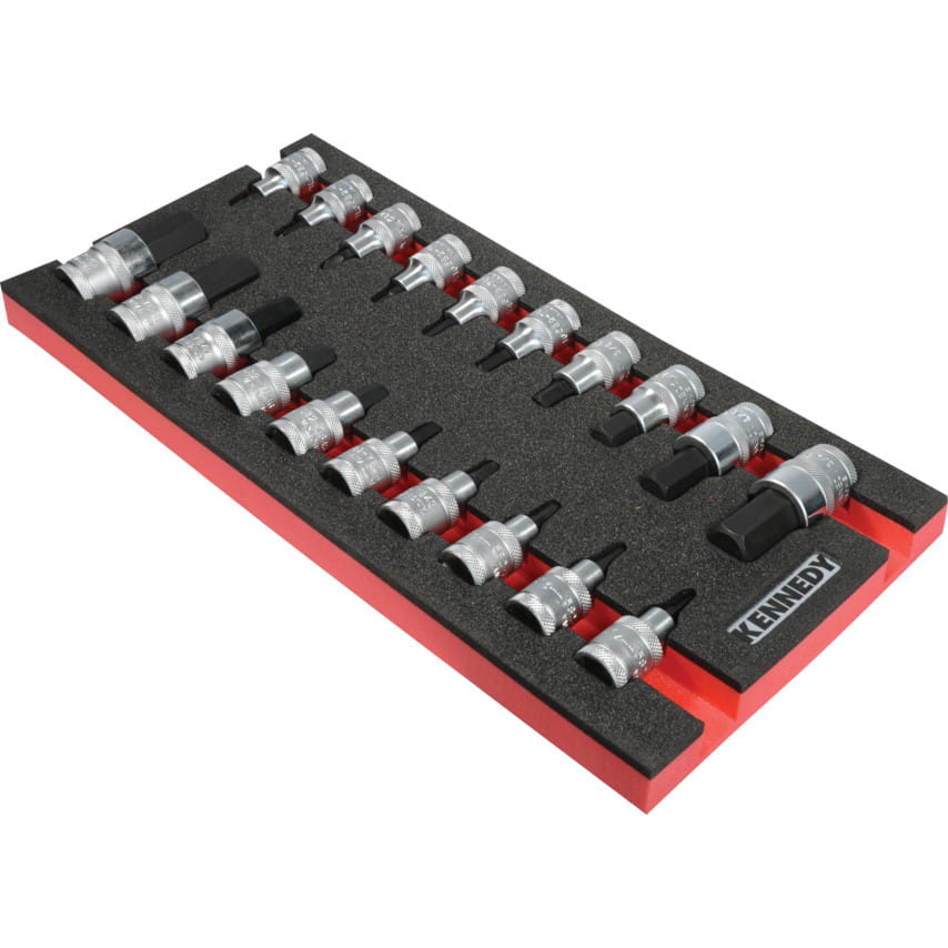 20PCS ENG HEX &amp; S/DRIVERBITSET1/2" SQ DR WITH FOAM T0691 Kennedy KEN5950215K KEN-595-0215K