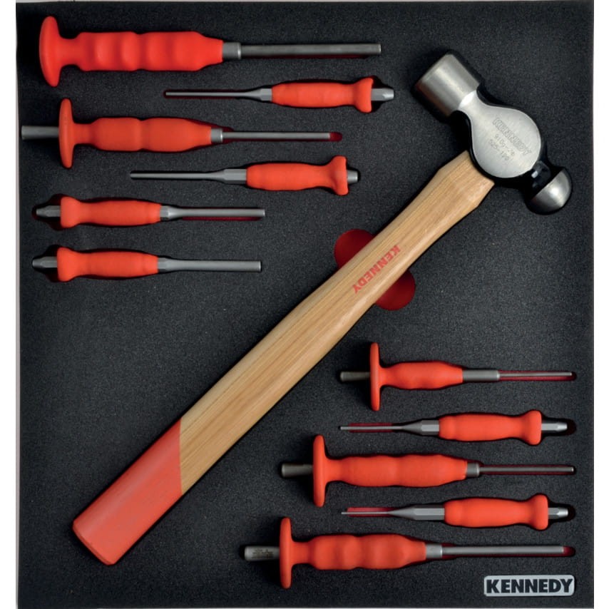 Zestaw młotek z wybijakami w piance 13szt. PUNCH &amp; HAMMER SET WITHFOAM M1832 Kennedy KEN5950290K KEN-595-0290K-1
