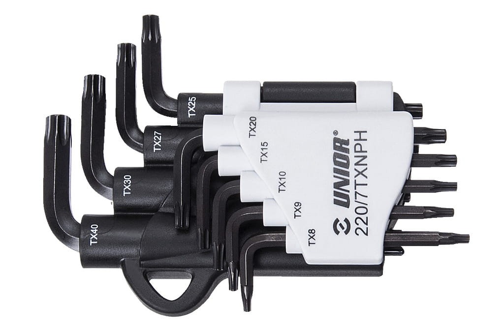 Zestaw kluczy Torx o profilu TX na plastikowym wieszaku 9-40/8 Unior (617077) 220/7TXNPH