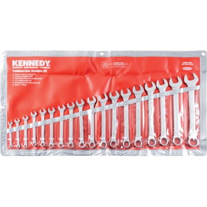 Zestaw kluczy 6-24mm płasko-oczkowych 18szt. satynowane polerowana główka Kennedy KEN5822970K KEN-582-2970K