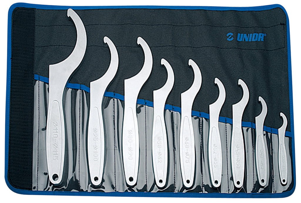 Zestaw kluczy hakowych w etui 30-115mm 9szt. Unior Tools 615156 255/2CT