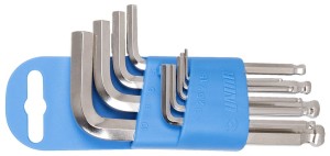 Zestawy kluczy trzpieniowych zakończonych kulką na plastikowym wieszaku 1,5-10/9 Unior (607853) 220/3SPH AP