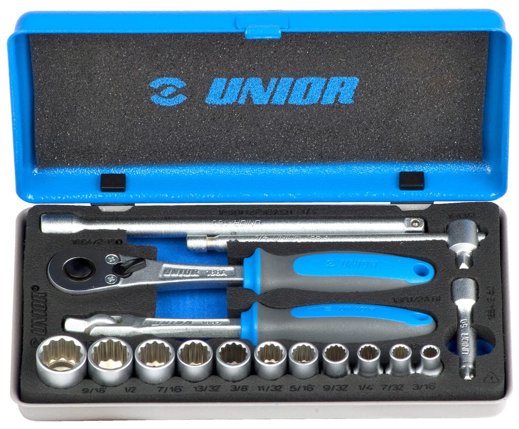 Zestaw nasadek w metalowym pudełku 1/4" 3/16"-9/16" /16 Unior (619414) 188BI12P16INCH
