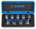 Zestaw kluczy nasadowych Torx z wewnętrznym profilem TX 1/4" w metalowej kasecie E 10-E 24/9 Unior (607314) 191MB1