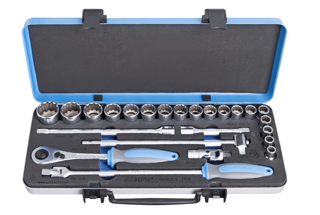 Zestaw kluczy nasadowych 1/2" w metalowej kasecie 10-32/24 Unior (611941) 190BI12P24