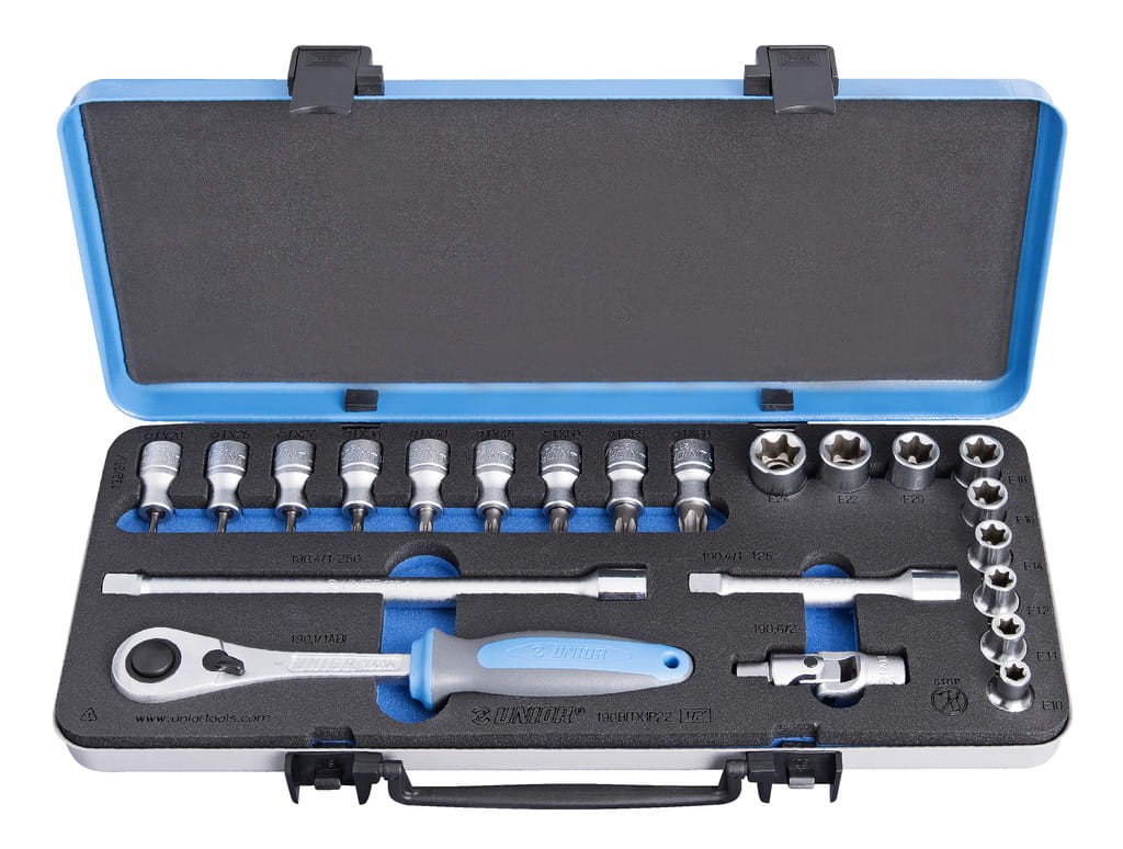Zestaw kluczy nasadowych Torx 1/2" w metalowej kasecie /22 Unior (611945) 190BITX1P22